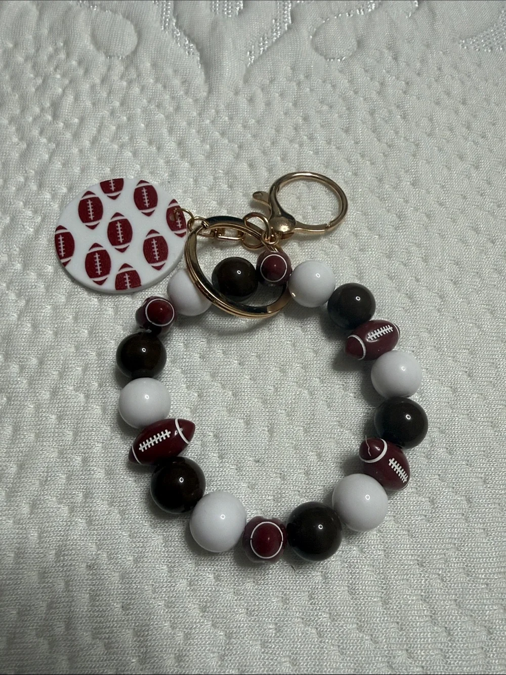 Set of 12 Sports Beaded Keychain Bracelet - Basketball Soccer, Football Baseball